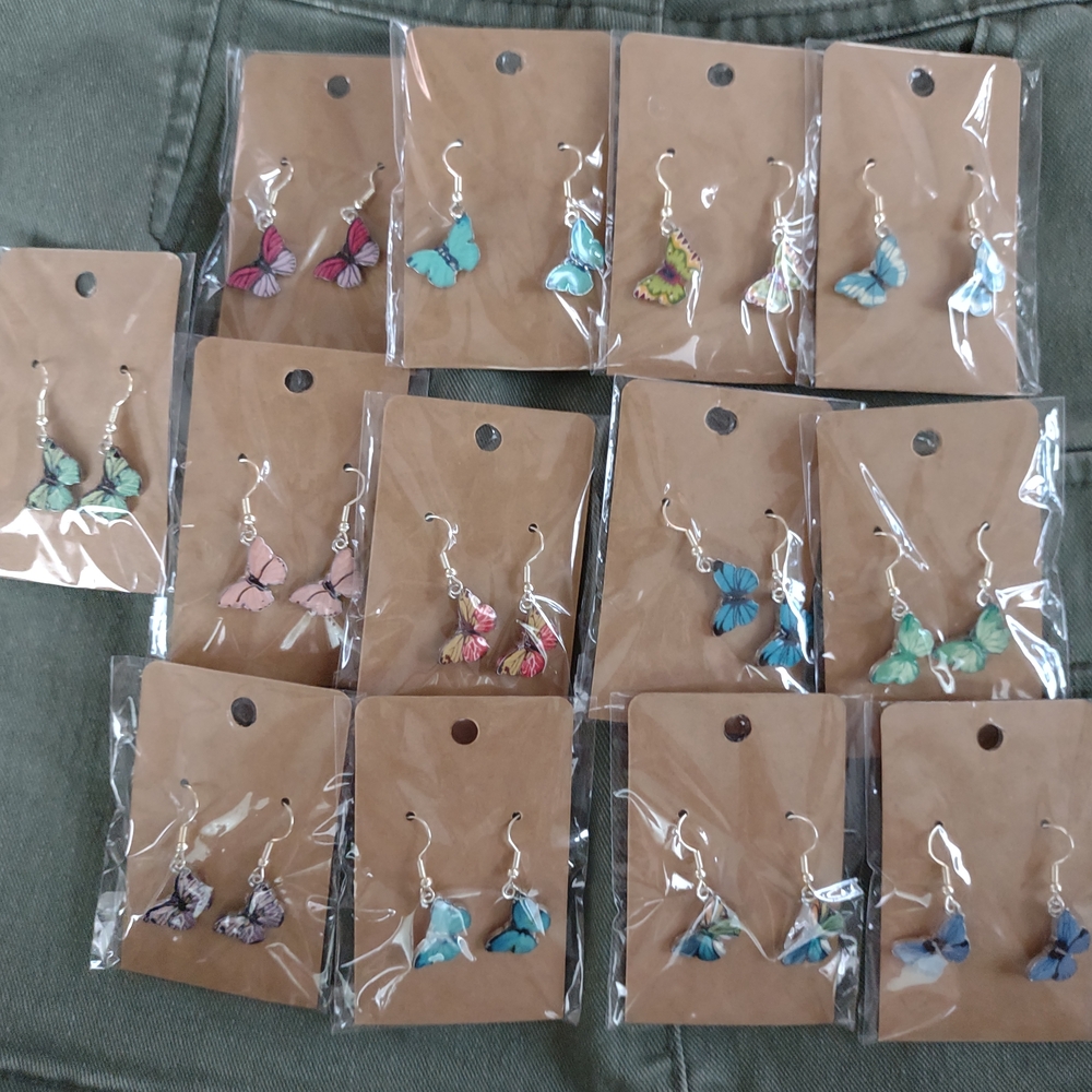 13 Handmade Colorful Butterfly Dangle Earrings Sets